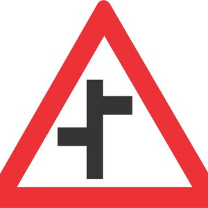 Staggered Junctions (L-R) road sign (W110)