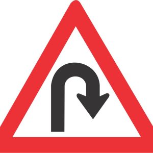Hairpin Bend (Right) road sign (W206)