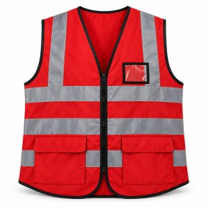 Red Reflective Vest with Pockets