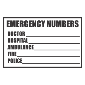 B12 – Emergency Numbers Sign