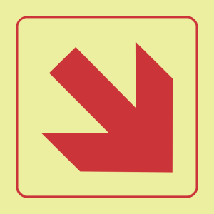 F51 – SABS Diagonal arrow down right photoluminescent safety sign