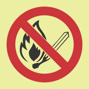 F26 – SABS No open flames photoluminescent safety sign
