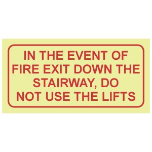 F39 – SABS In the event of a fire photoluminescent safety sign