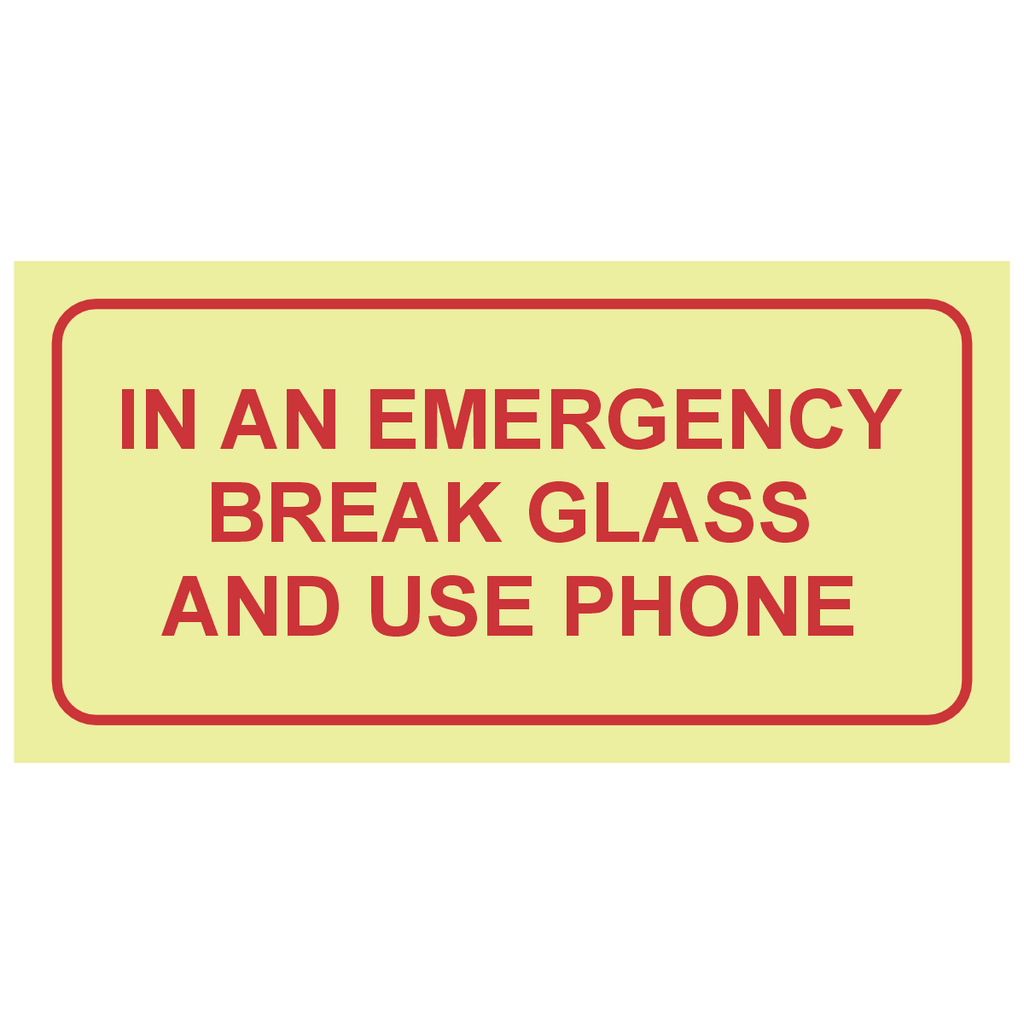 F40 – SABS In an emergency break glass photoluminescent safety sign