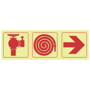 F9 – SABS Fire hydrant, fire hose reel, arrow right photoluminescent safety sign
