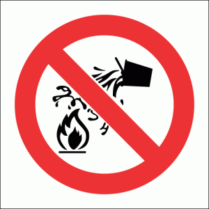 PV4 – Water As Extinguishing Prohibited Safety Sign