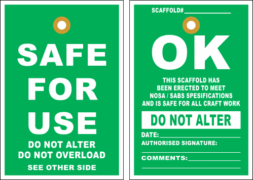 STS13 – Scaffold Safe For Use Tag