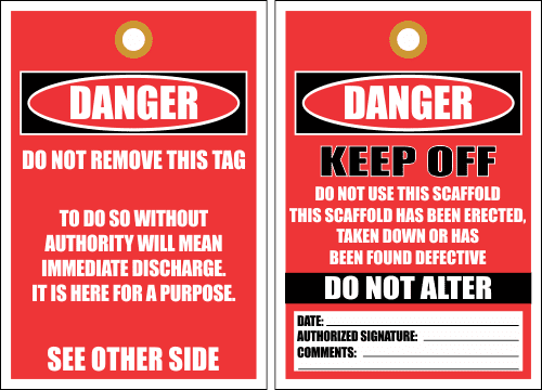 STU16 – Danger Do Not Remove Tag
