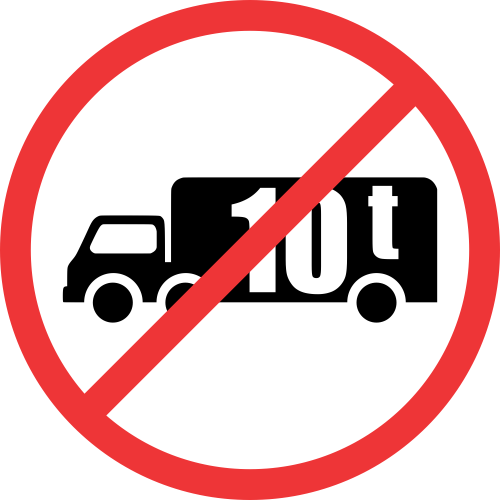 R230 – No Goods Vehicles Over Indicated GVM Road Sign