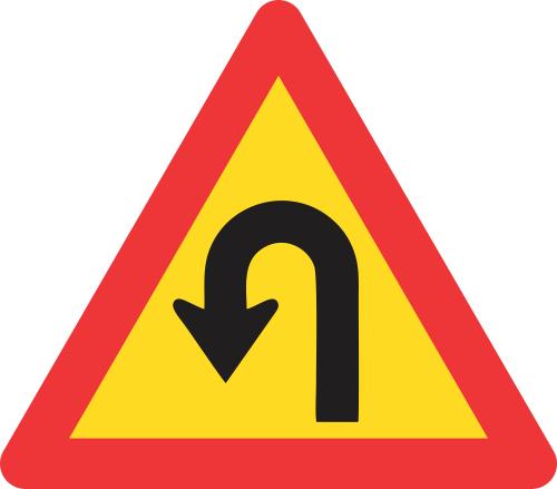 TW207 – Temporary Hairpin Bend (Left) Road Sign