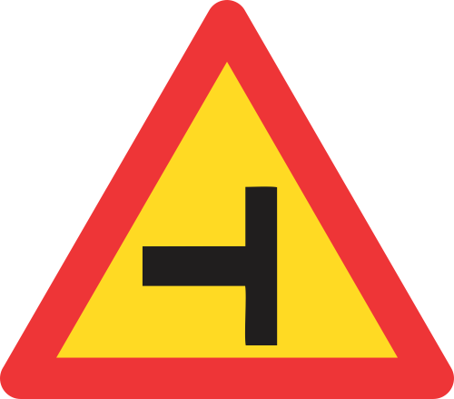TW107 – Temporary Side-Road Junction (Left) Road Sign