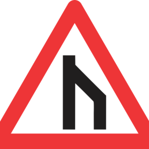 W117 – End Of Dual Roadway (To Left) Road Sign