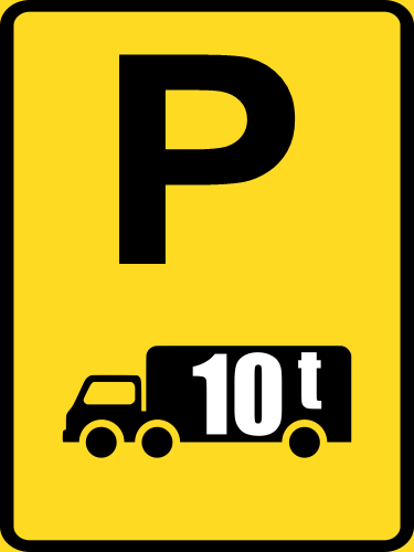TR314-P – Temporary Goods Vehicle Over Indicated G.V.M. Parking Reservation Road Sign