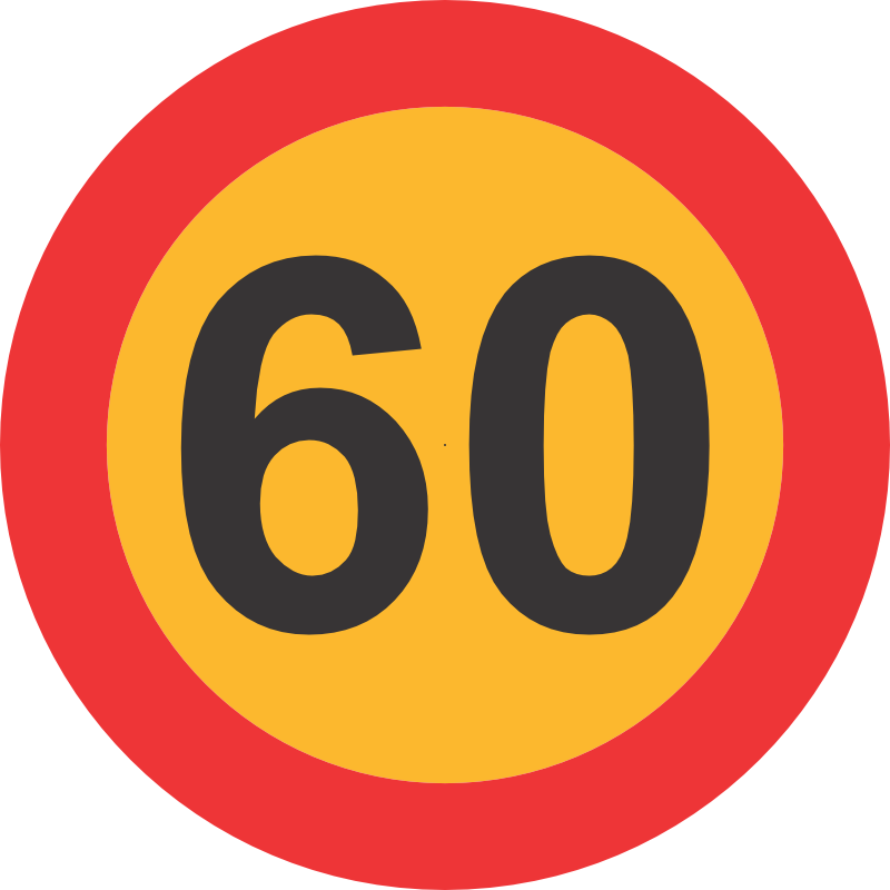 C-HC6 – 60Km Reflective Speed limit Sticker – 190mm