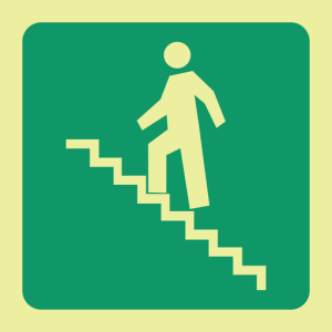 E8A – SABS Photoluminescent stairs up left safety sign